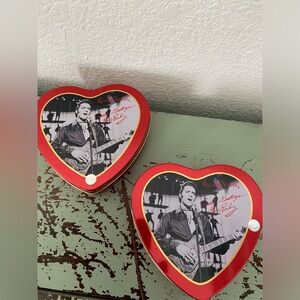 2 Elvis heart valentine empty candy tin metal storage tins